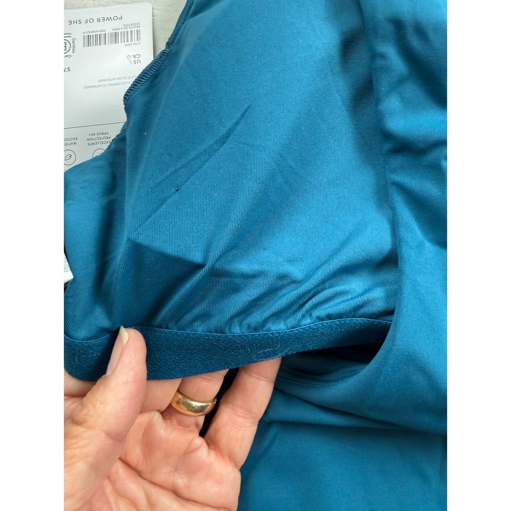 Athleta Marina Tankini Swim Top Teal Blue High Neck Recycled UPF 40+ Large NEW - Picture 7 of 8
